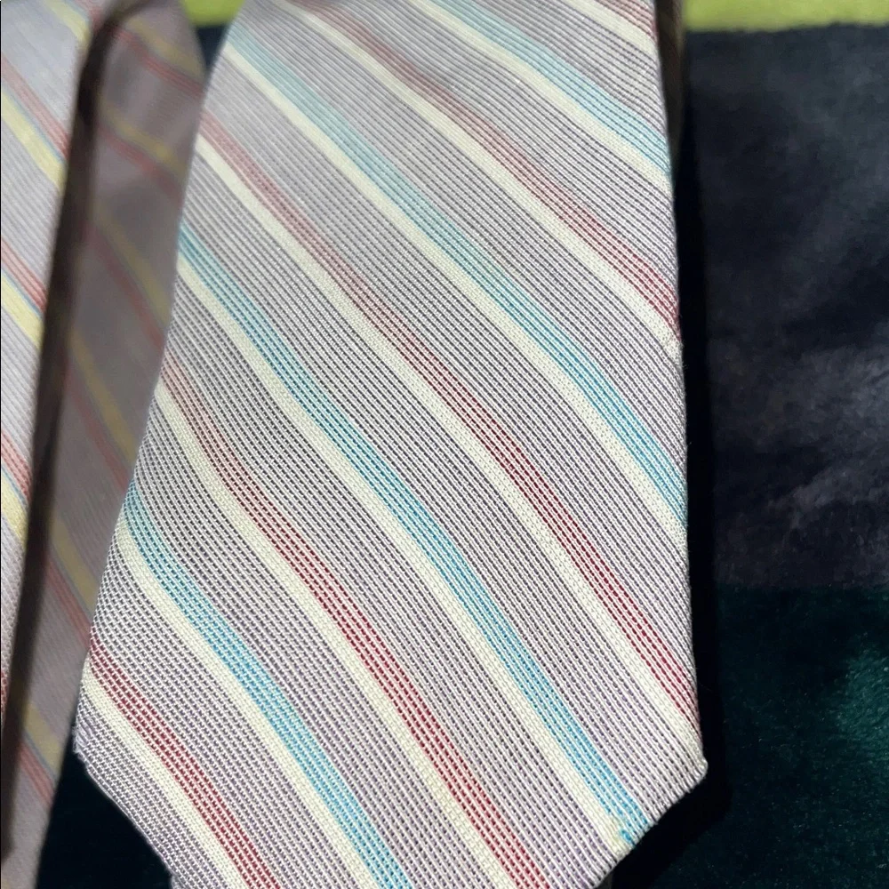 Vintage Mario Valentino Pastel Striped Men's Tie Set
